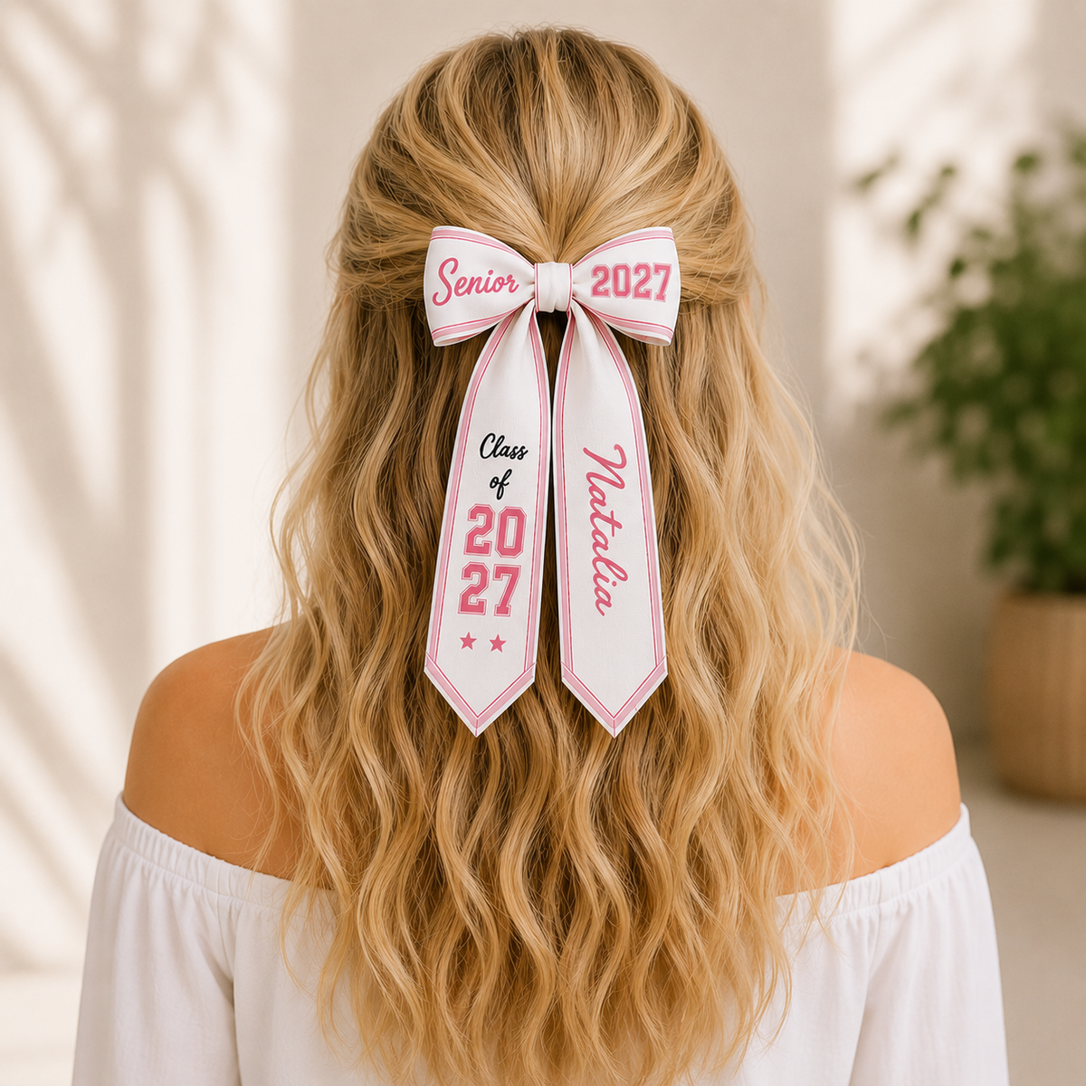 Personalized Name Class of 2027 Senior Gift Ribbon Hair Bow LM32 669937