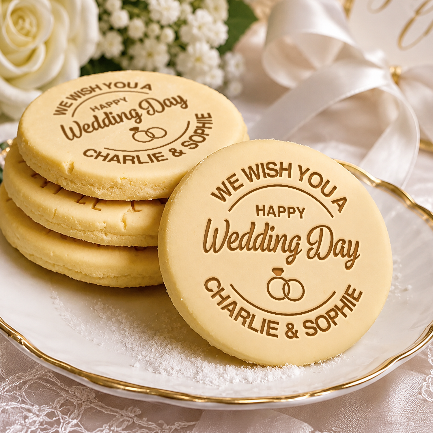 Personalized We Wish You A Happy Wedding Day Cookie Stamp HO82 903464