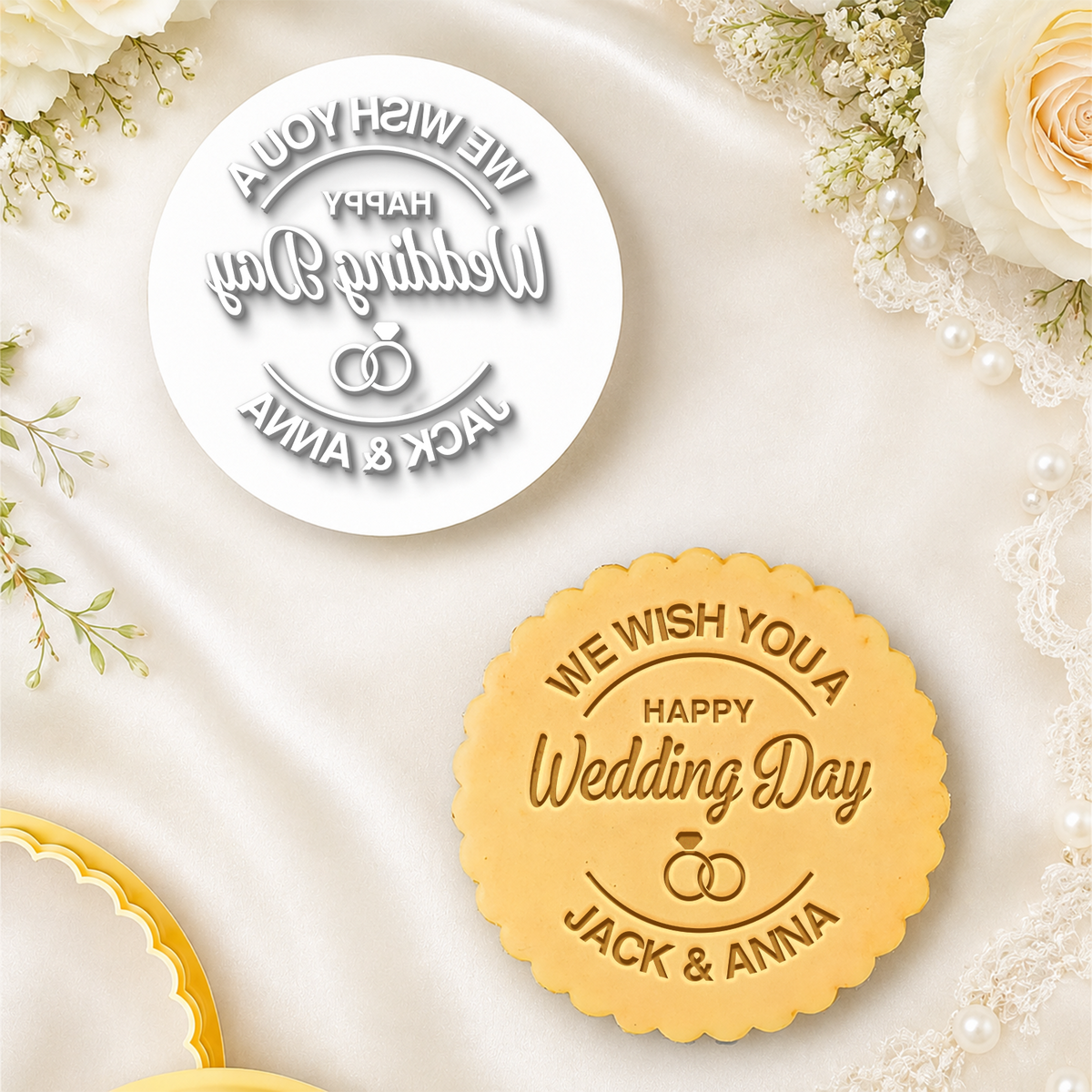 Personalized We Wish You A Happy Wedding Day Cookie Stamp HO82 903464