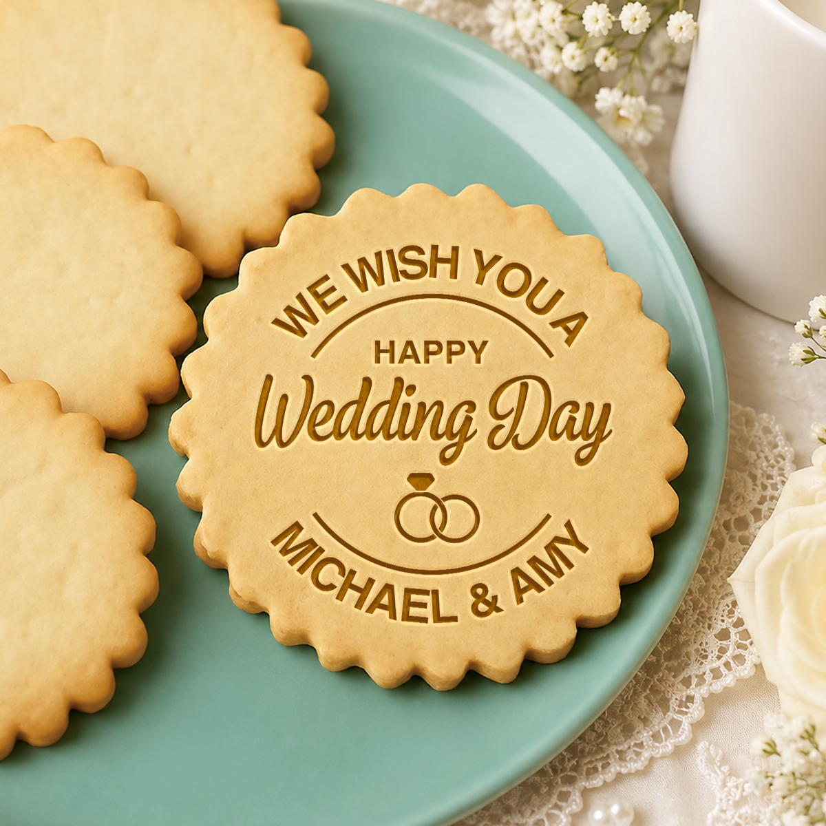 Personalized We Wish You A Happy Wedding Day Cookie Stamp HO82 903464