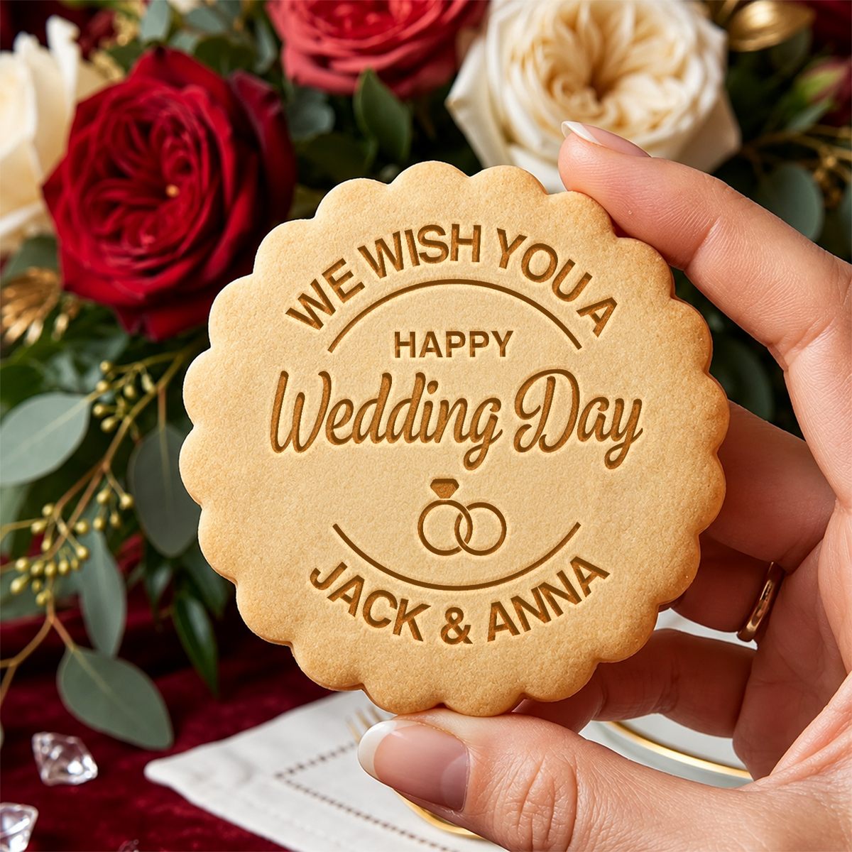 Personalized We Wish You A Happy Wedding Day Cookie Stamp HO82 903464