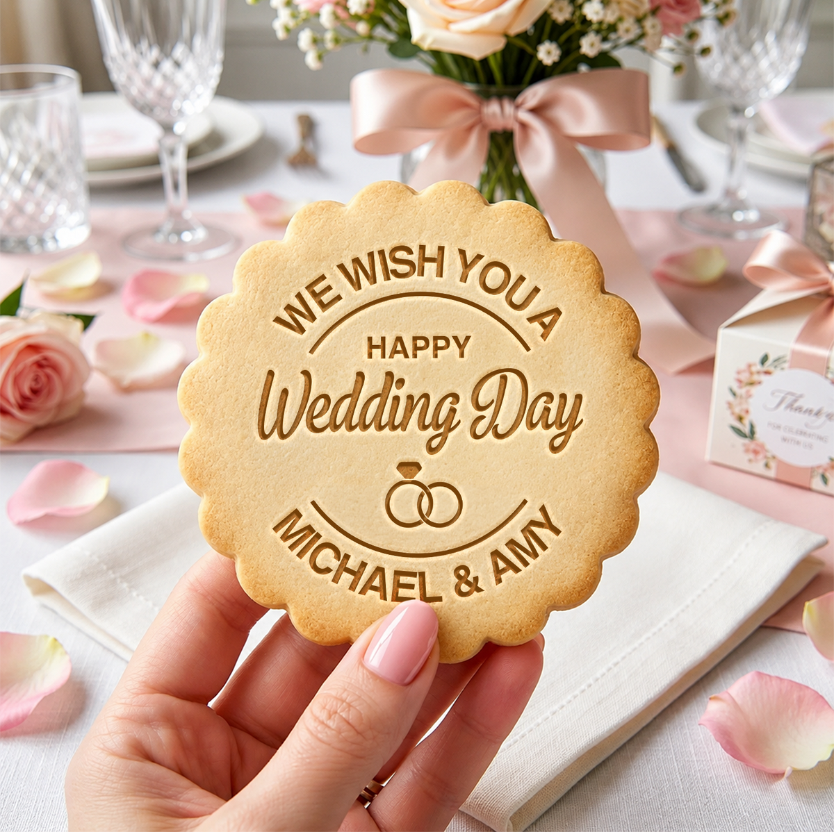 Personalized We Wish You A Happy Wedding Day Cookie Stamp HO82 903464