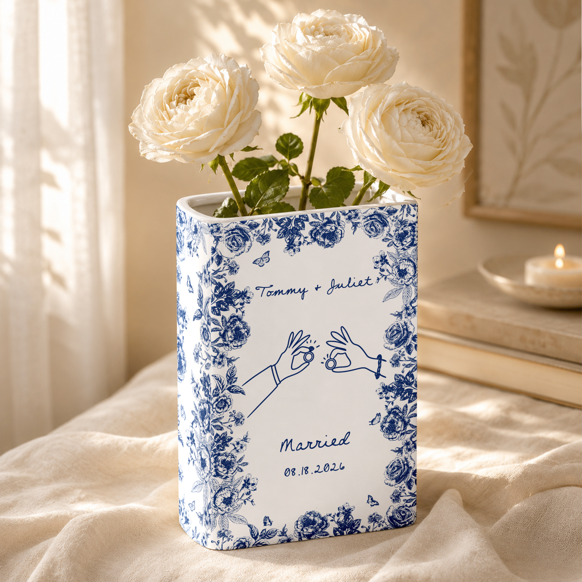Couple Wedding Gifts Toile De Jouy Style - Personalized Book Vase LM32 669829