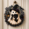 Witch Ghost With Black Cat Halloween Door Sign HO82 903546