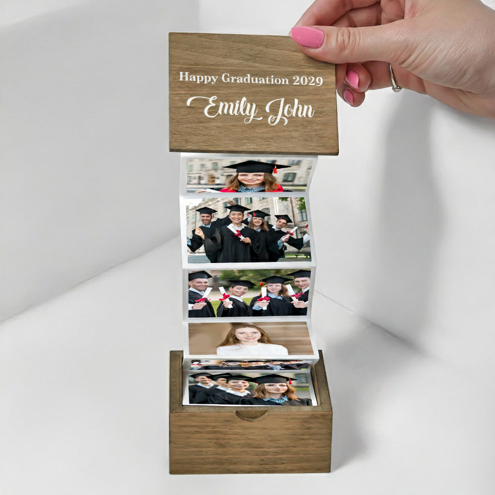 Custom Pull Out Photo Class of 2025 Graduation Wooden Photo Box LM32 893431