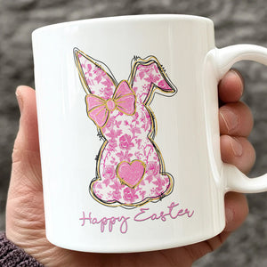 Coquette Happy Easter Pink Bunny White Mug LM32 893133