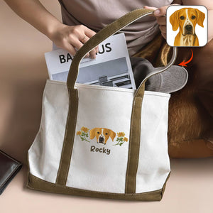 Custom Pet With Birth Month Flower Embroidered Monogram Beach Bag HO82 894240