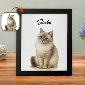 Custom Pet Portrait Photo With Watercolor Style Poster Picture Frame HO82 894208