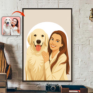 Custom Portrait Photo With Painting Style Poster Picture Frame Gift For Pet Owners HO82 894210