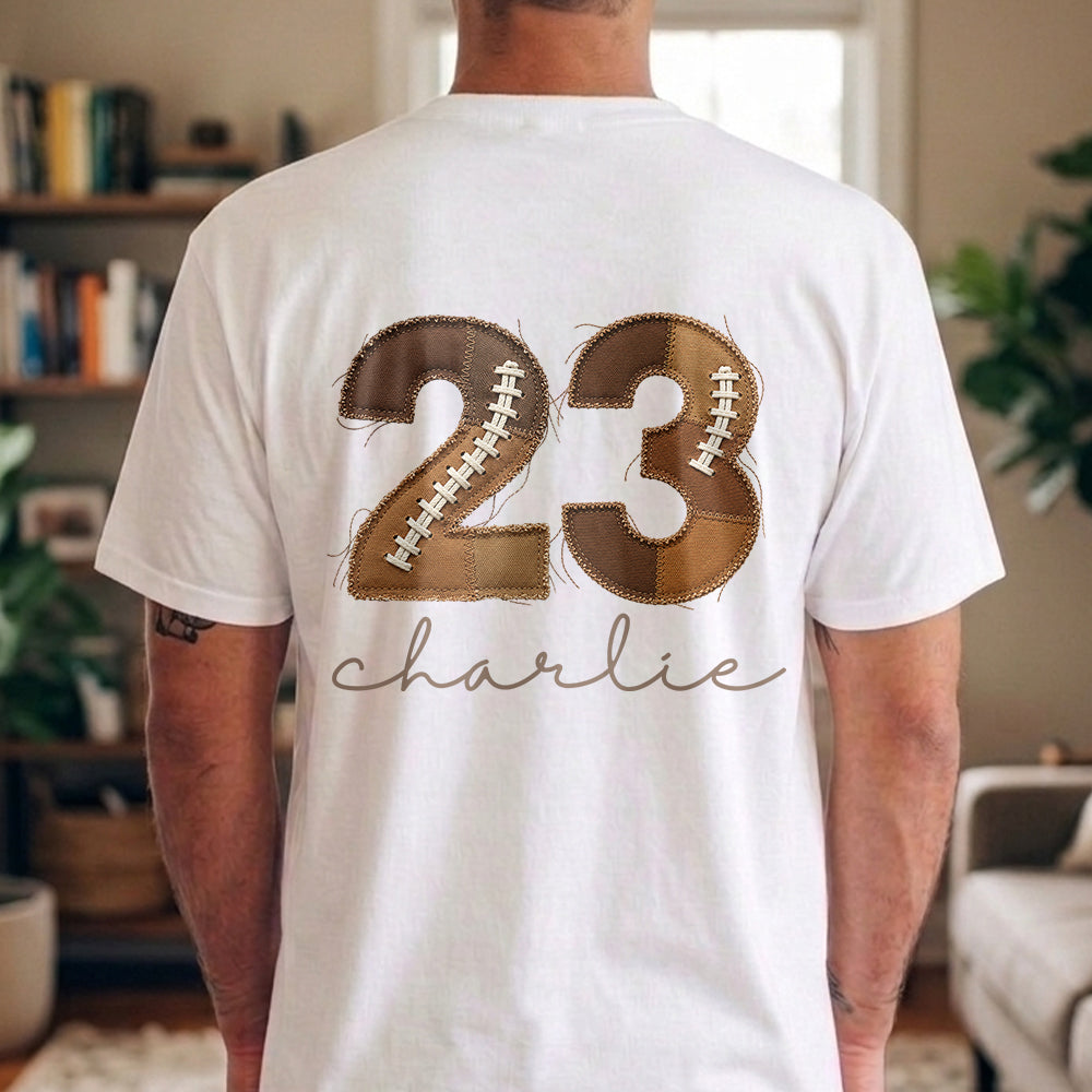 Custom Football Number & Name Faux Patchwork Back Comfort Shirt HO82 903396