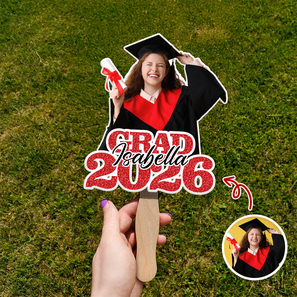 Custom Photo Glitter Graduation Class Of 2026 Face Fan - Graduation Gift LM32 899139