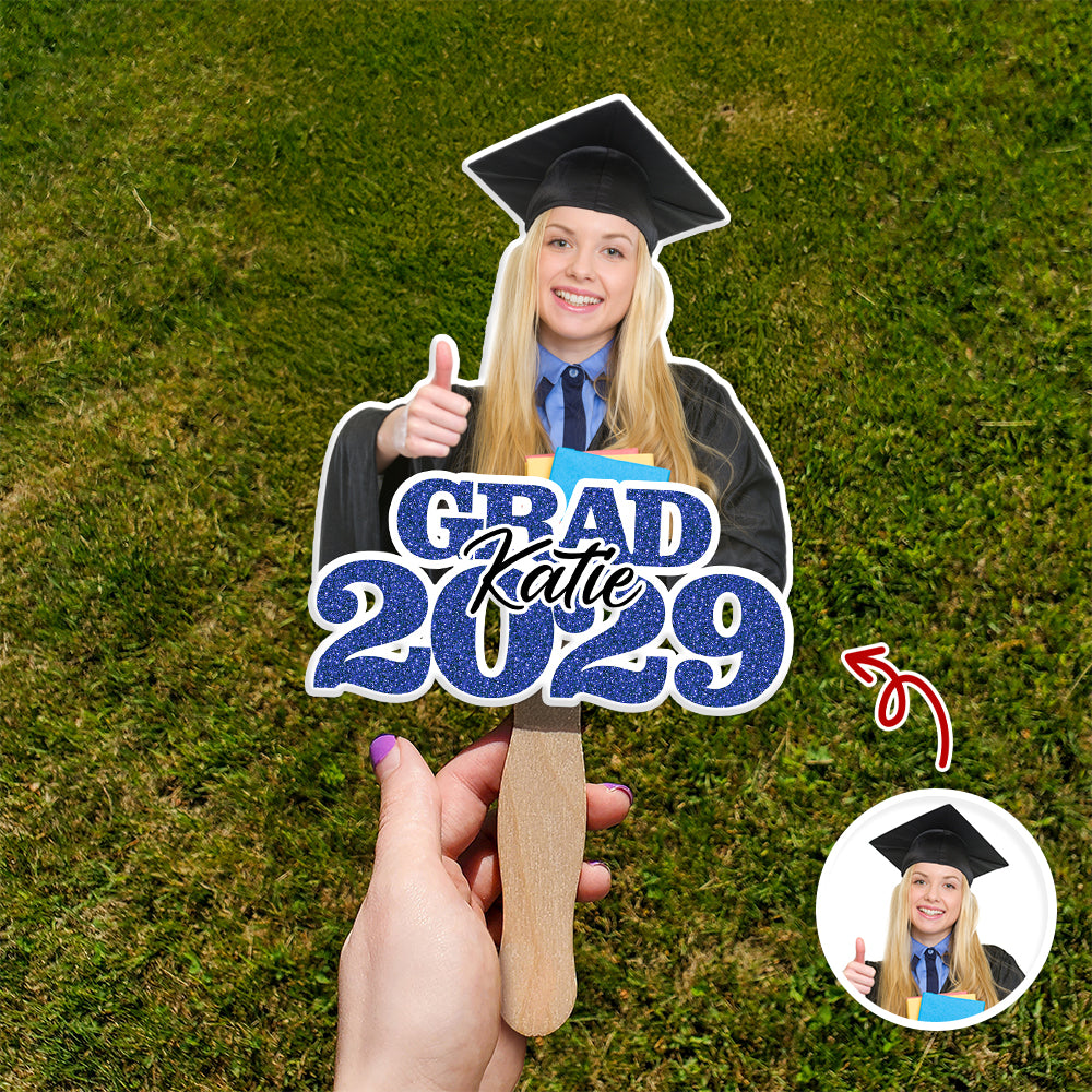Custom Photo Glitter Graduation Class Of 2026 Face Fan - Graduation Gift LM32 899139