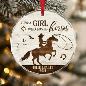 Personalized Just a Girl Who Loves Horses Glass Ornament Horse Lover LM32 895883