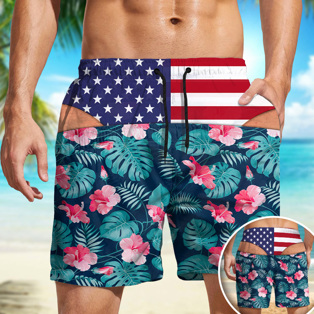 Custom Funny Patriotic Men Beach Short Gifts For Husband, Son, Friends HA75 921930