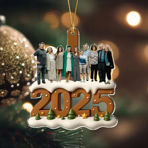 Custom Photo Cozy Xmas Crew Family Acrylic Ornament Gift For Mom, Dad, Brother, Sister, Kids HO82 900042