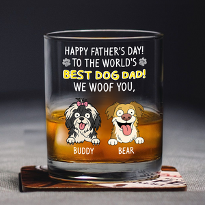 Personalized To The World Best Dog Dad Print Rock Glass Gift For Dog Lovers HO82 893730