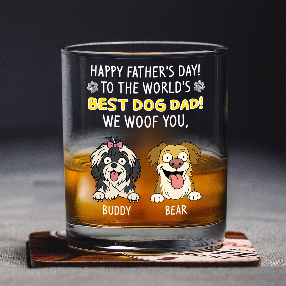 Personalized To The World Best Dog Dad Print Rock Glass Gift For Dog Lovers HO82 893730