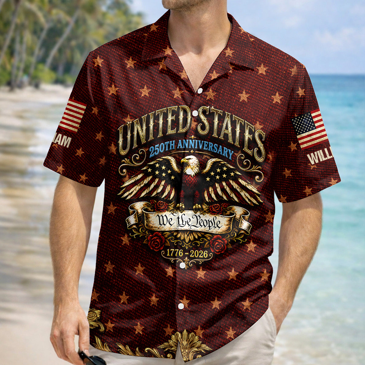 Custom Name Vintage USA 250 Years Anniversary Patriotic Eagle Freedom Faith Hawaii Shirt HO82 902530