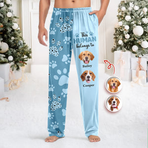Custom Photo This Human Belongs To Dogs Sweatpants For Dog Lover HA75 897886
