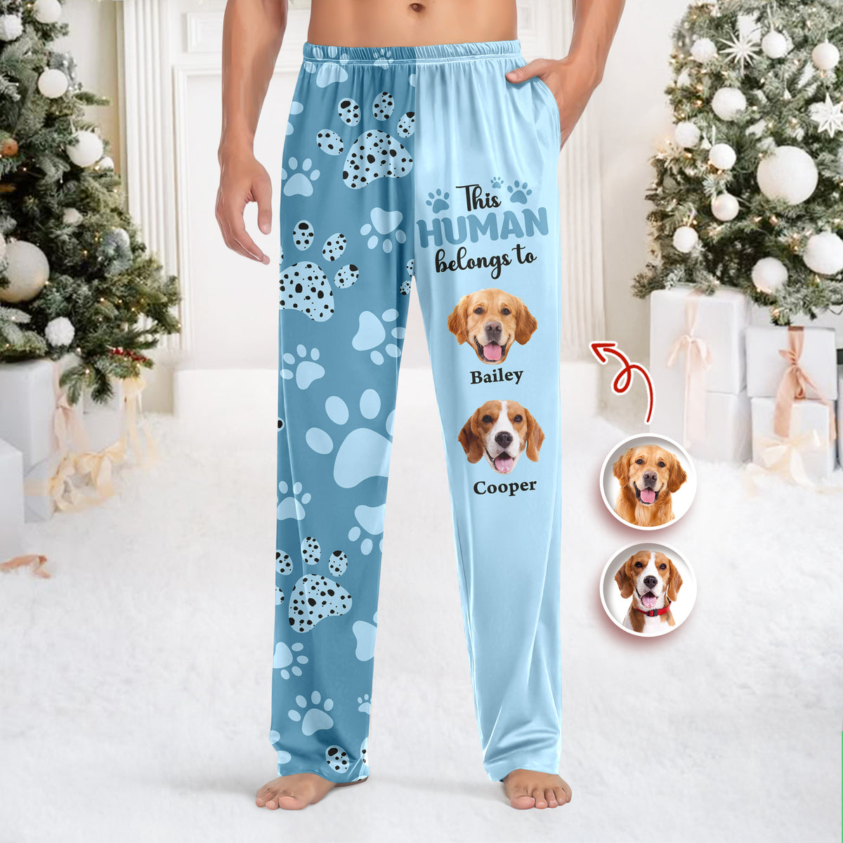 Custom Photo This Human Belongs To Dogs Sweatpants For Dog Lover HA75 897886