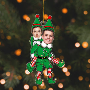 Custom Couple Photo Funny Elf Couple Acrylic Ornament HO82 893322