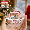 Custom Photo 3D Effect Family Toile De Jouy Christmas Trees For Family Glass Ornament LM32 895063