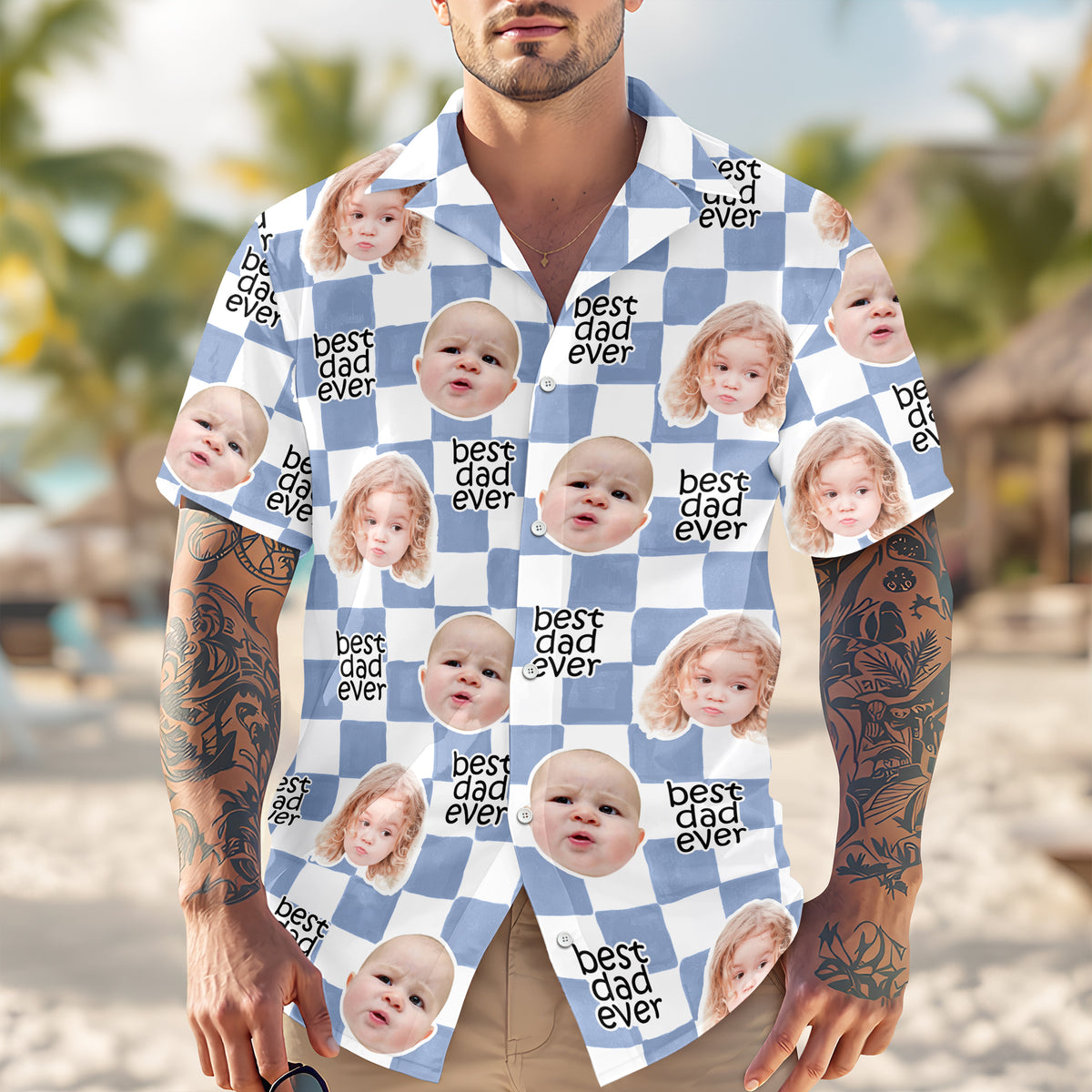 Custom Baby Face Best Dad Ever Retro Hawaii Shirt - Gift for Parents, Father's Day LM32 669011