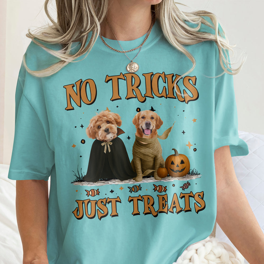 Custom Photo No Tricks Just Treats Halloween Comfort Shirt For Dog Lover TH10 896127