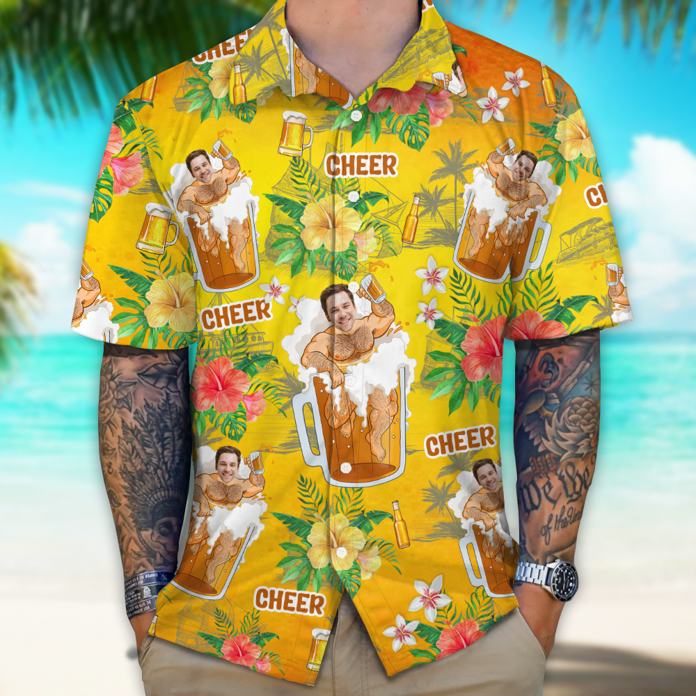 Custom Photo Beer Man Hawaiian Shirt Summer Gift For Beer Lovers CH07 895294