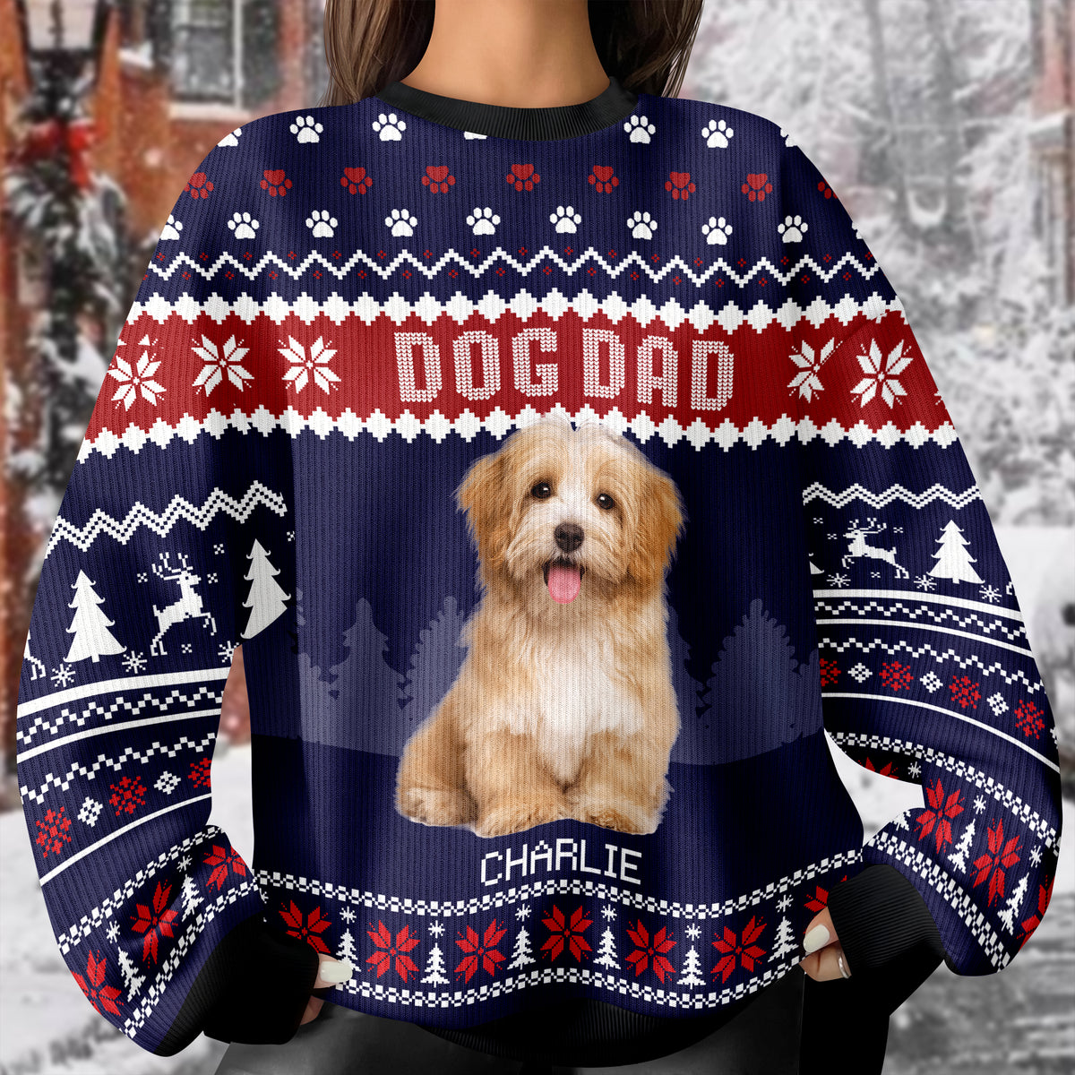 Custom Photo Dog Dad Dog Mom Ugly Sweater HA75 892916