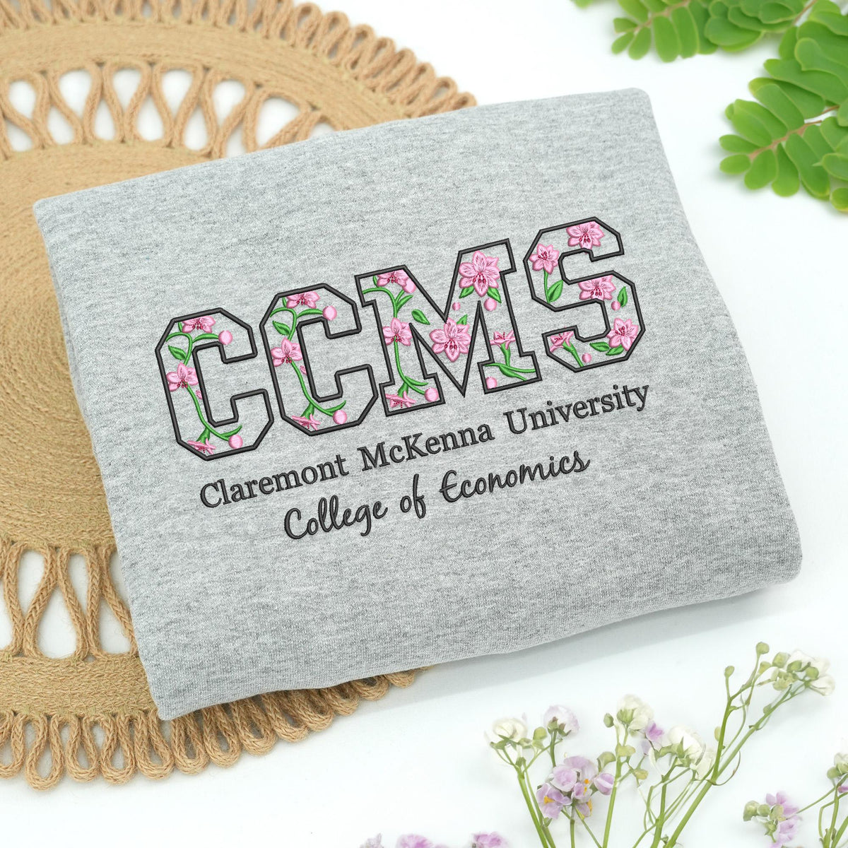 Custom Floral College Sleeve Embroidered Sweatshirt - Graduation or Alumni Gift LM32 899745