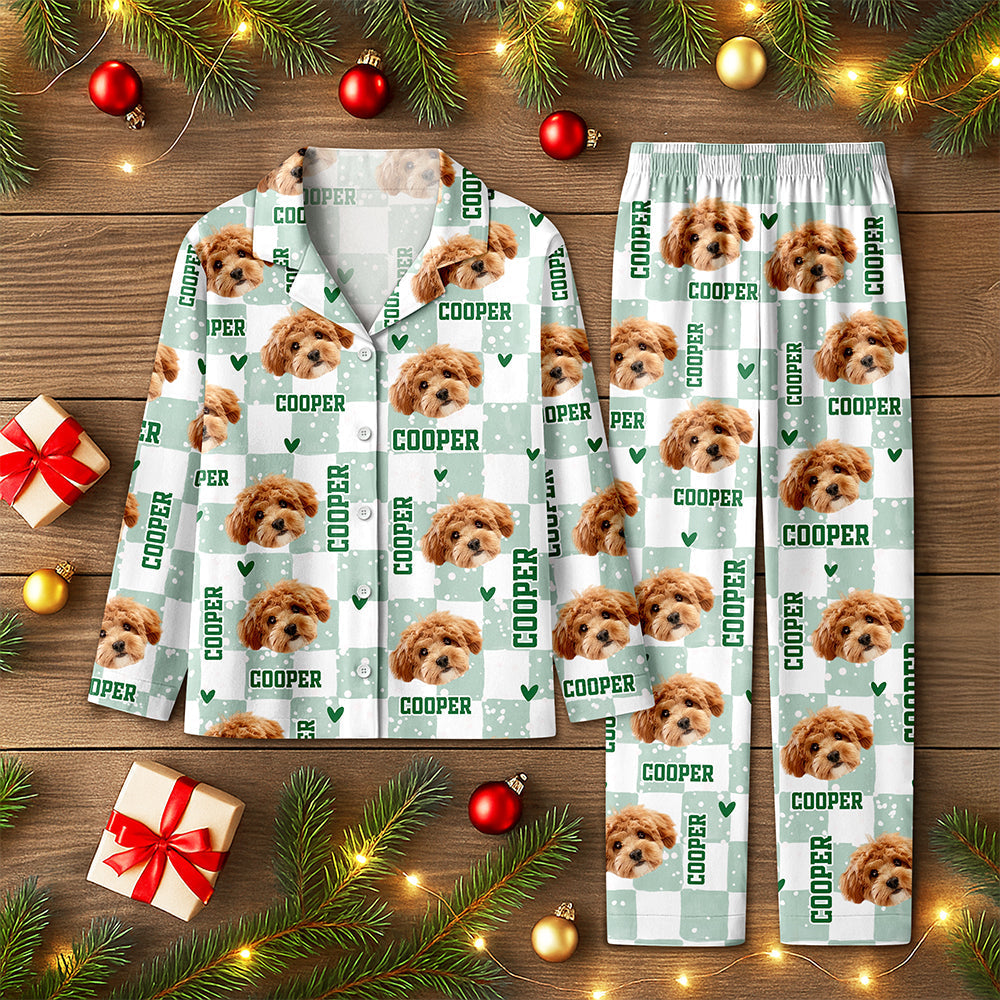 Custom Photo Dog Cat Mom Dad Flannel Pajamas Christmas Gift for Pet Lovers HO82 903448