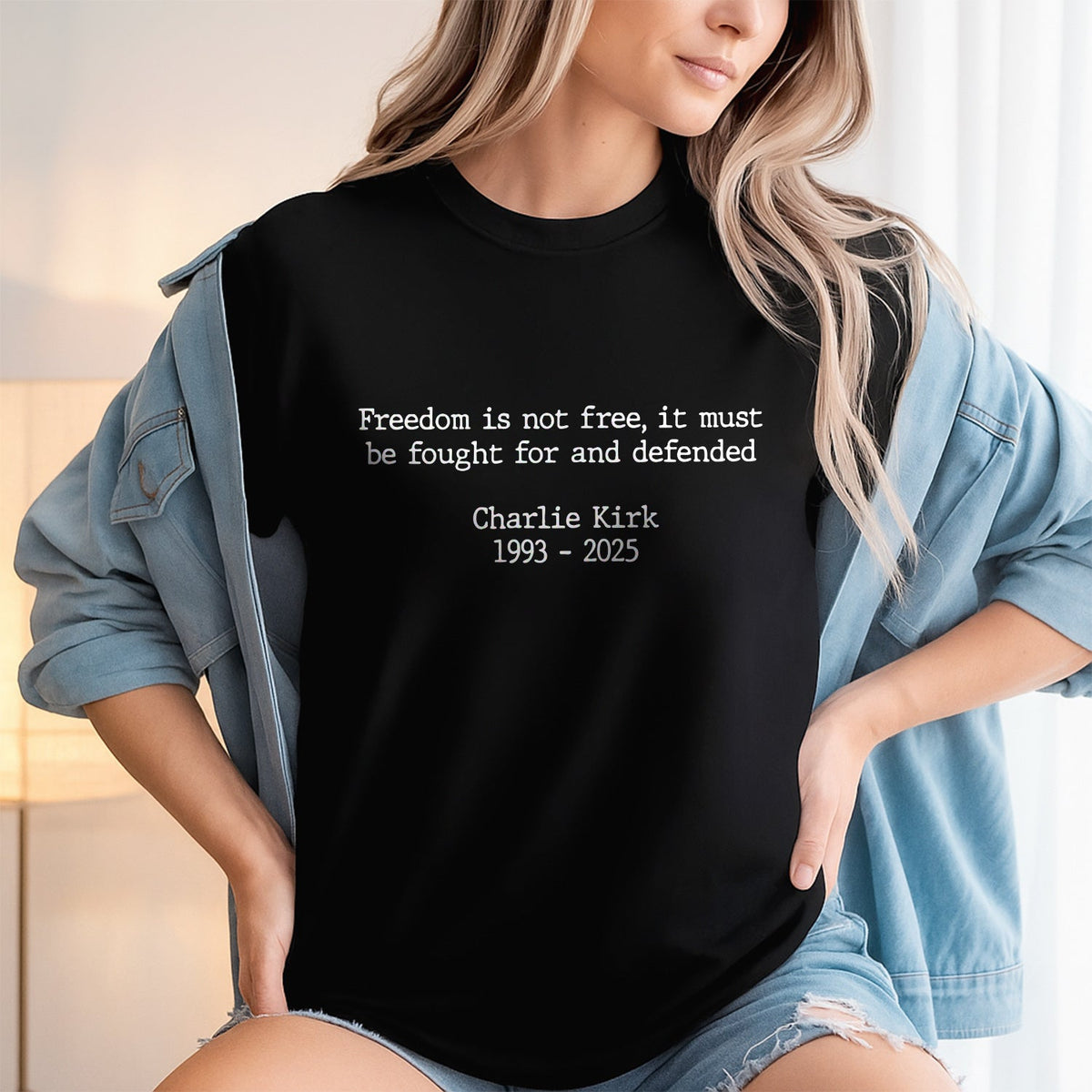Pray For Charlie Kirk - Freedom Is Not Free Famous Quote Memorial Dark Shirt LM32 65433