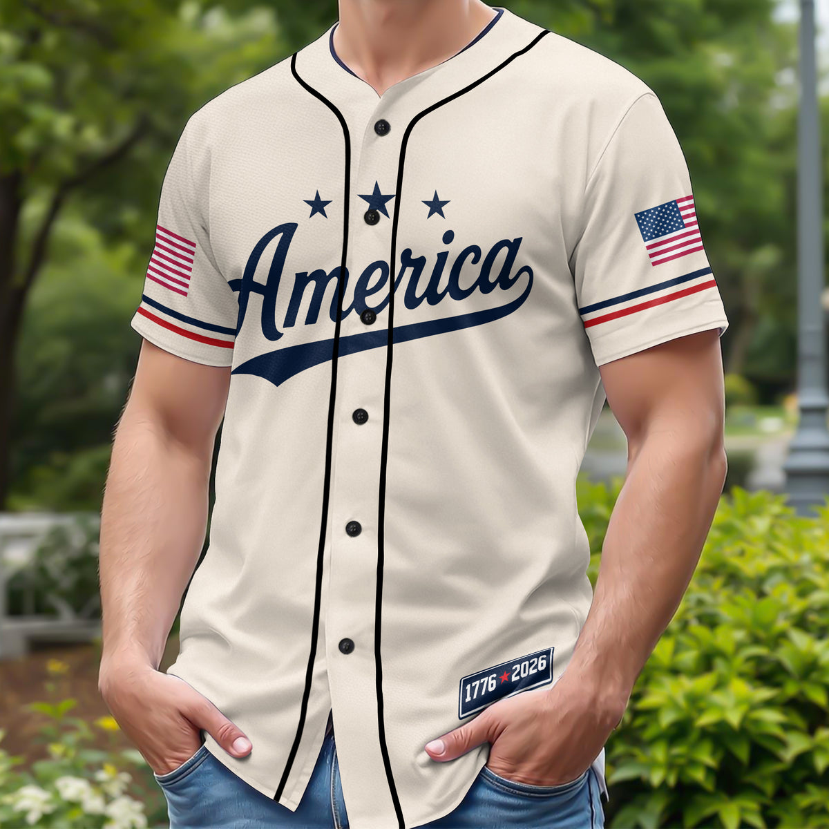Custom Name US 250 Years of Freedom 1776-2026 America Flag Baseball Jersey TH10 170167