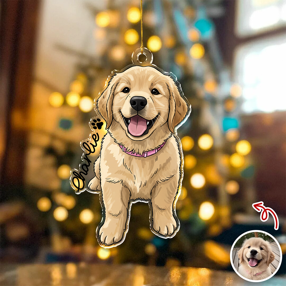 Custom Cute Dog Photo Portrait Christmas Decoration Acrylic Ornament LM32 895713