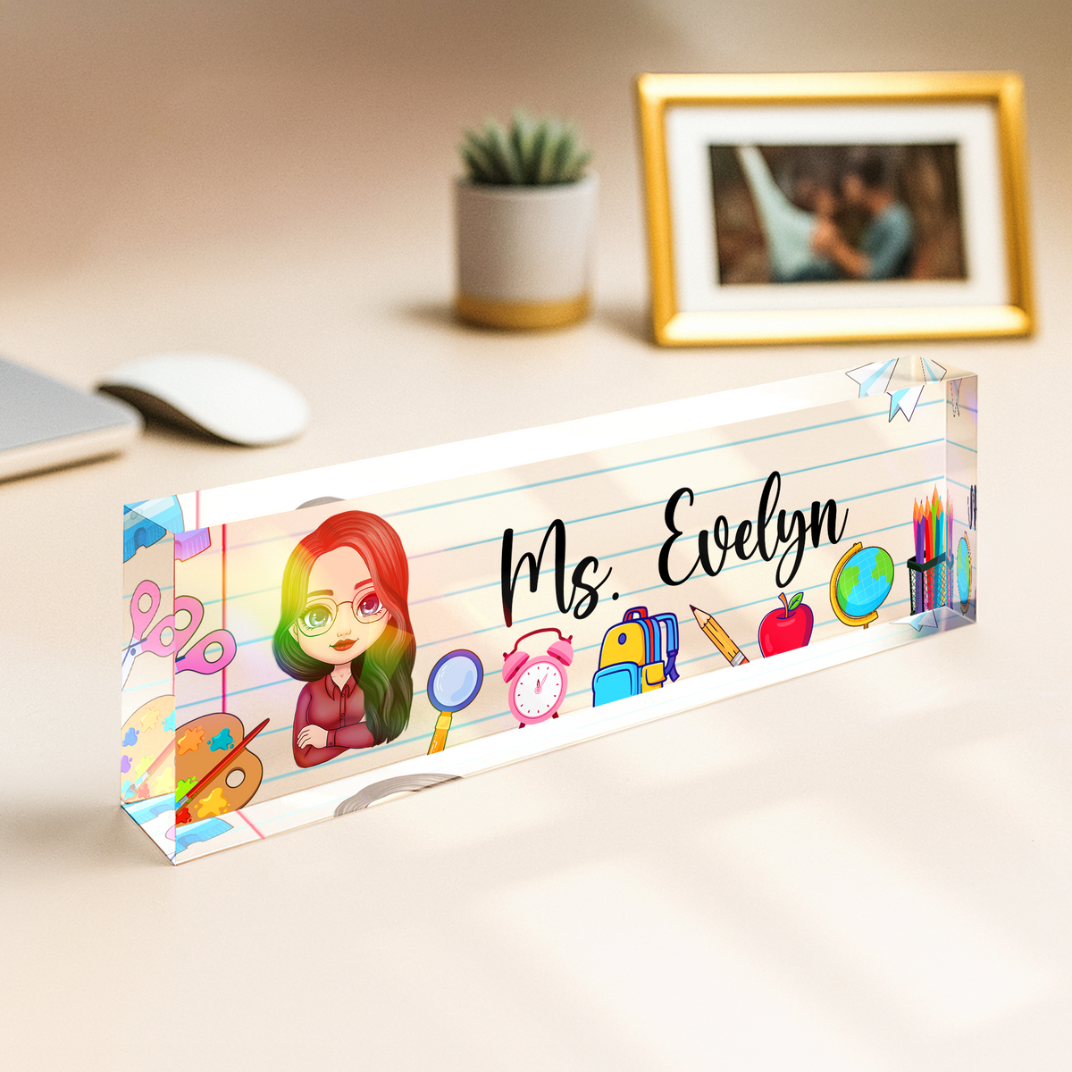 Teacher Name Plate Office Decor - Personalized Desk Name Plate CH07 896230