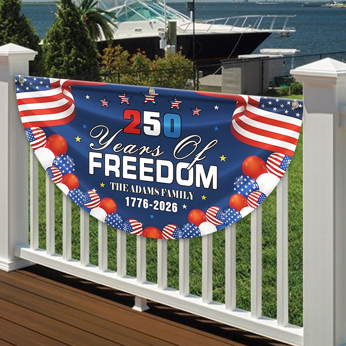 Custom Family Name 250 Years Of Freedom Non-Pleated Fan Flag TH10 169333