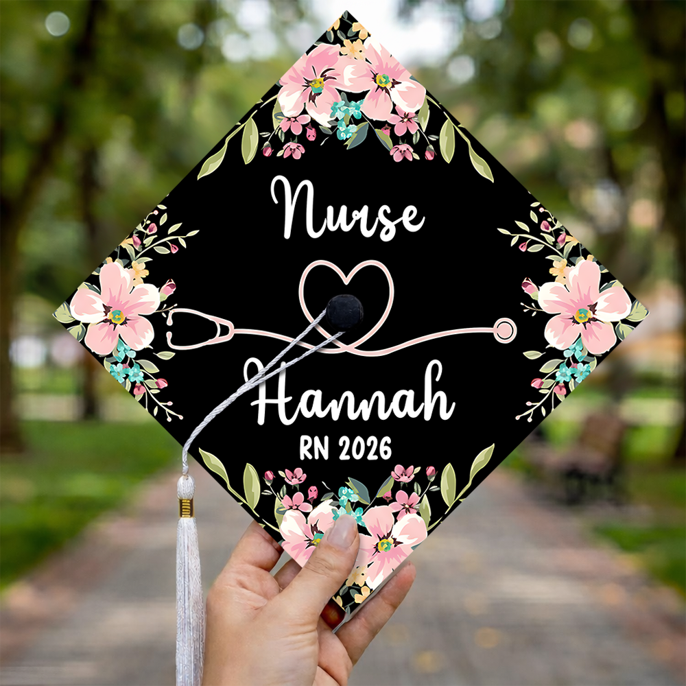 Personalized Nurse Graduation Gift Floral Theme Graduation Cap Topper HO82 901544