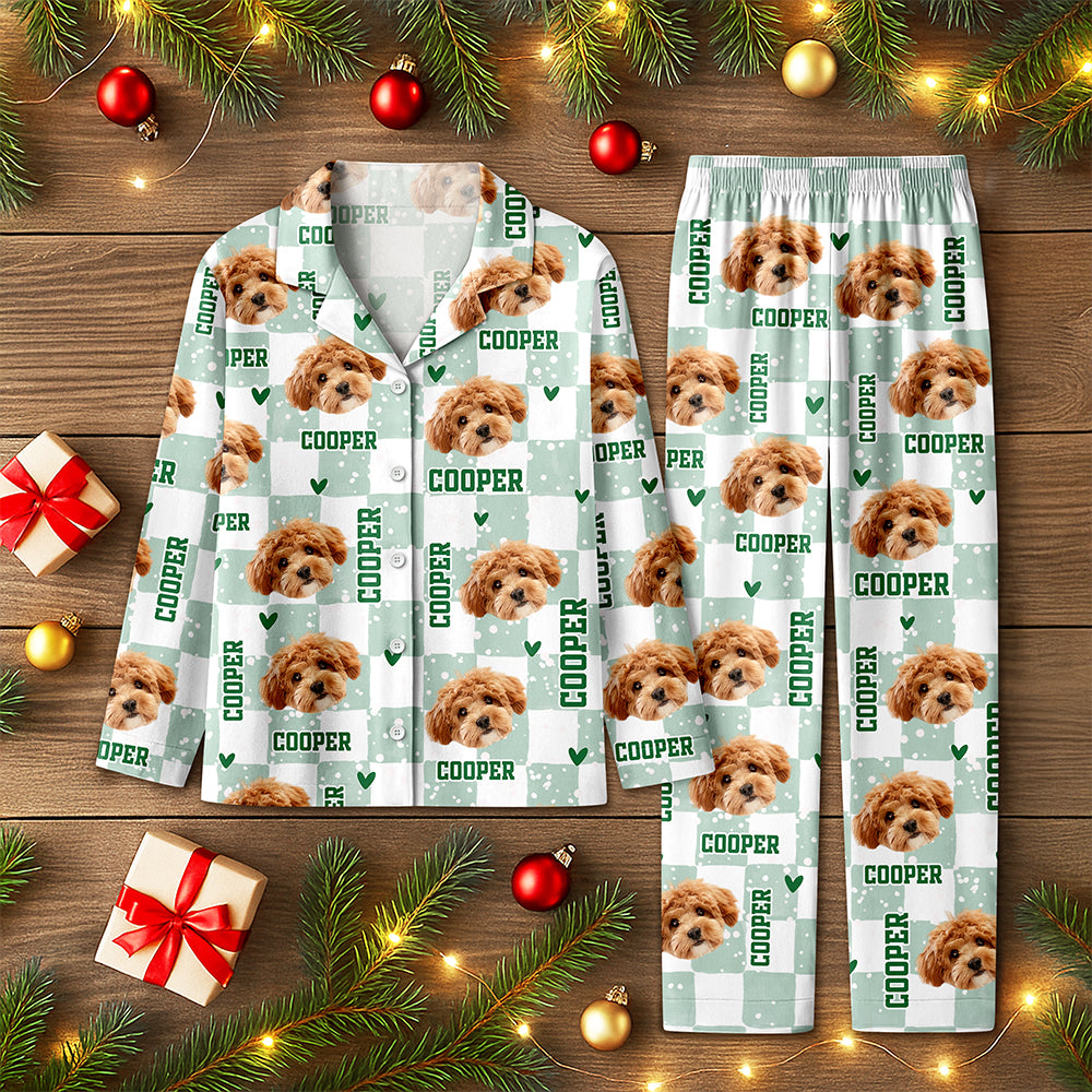 Custom Photo Dog Cat Mom Dad Flannel Pajamas Christmas Gift for Pet Lovers HO82 903448