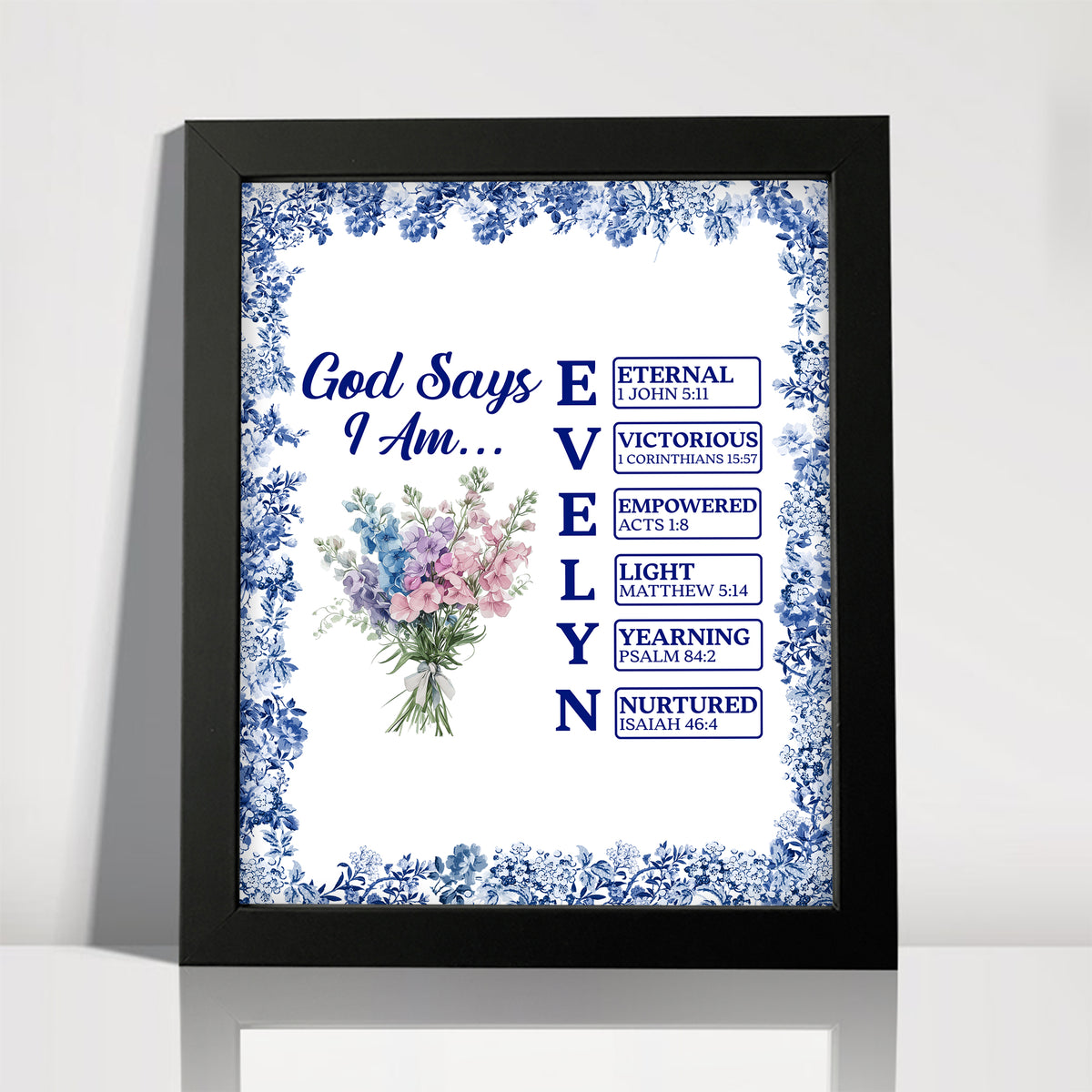Custom Name Letter God Says I Am Flower Toile De Jouy Style Picture Frame LM32 895389