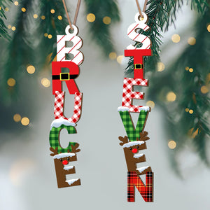 Personalized Name Letter Christmas Wood Ornament Family Gift HA75 897852