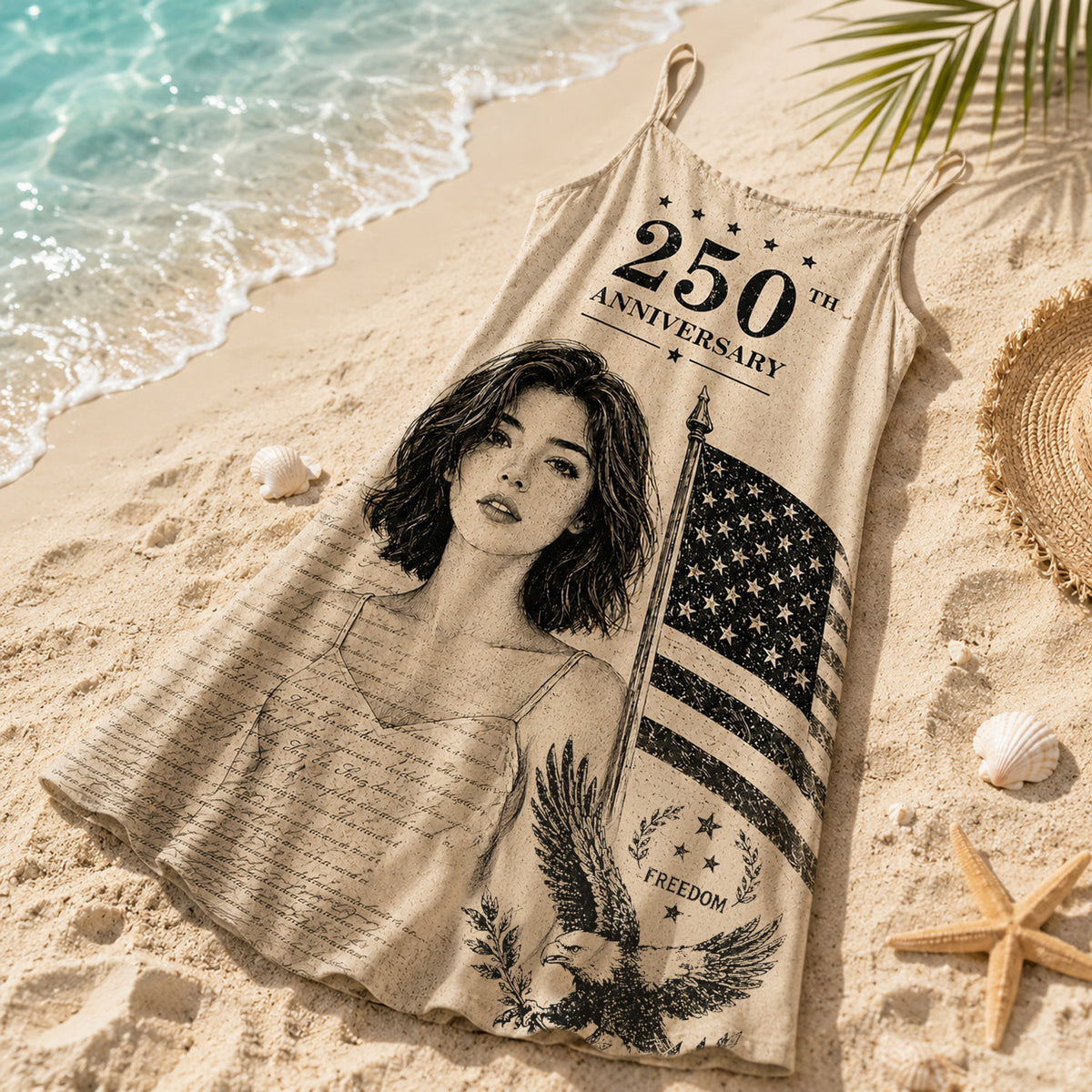 Custom Photo US 250th Anniversary Retro Style Eagle Cami Maxi Dress TH10 170237