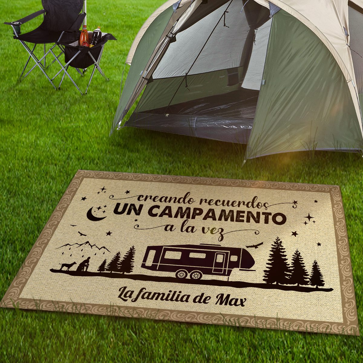 Alfombra de Patio de Camping Campistas Felices, Tapete para Terraza LM32 895055