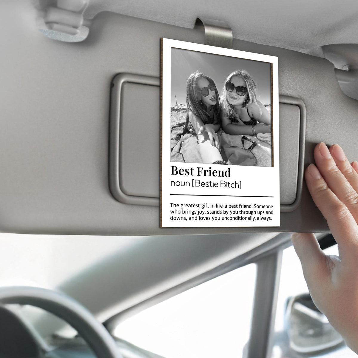 Custom Best Friend Photo 2 Layered Car Visor Clip Gift For Bestie LM32 895503