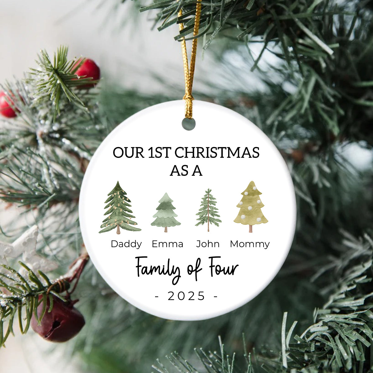 Our 1st Christmas As A Tree Family Of Three Christmas Ceramic Ornament LM32 895429