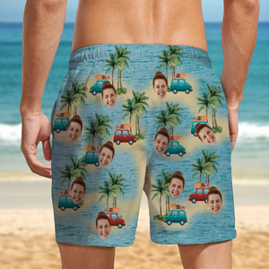 Custom Cute Face Island Vacation Summer Vibe Beach Short LM32 893527