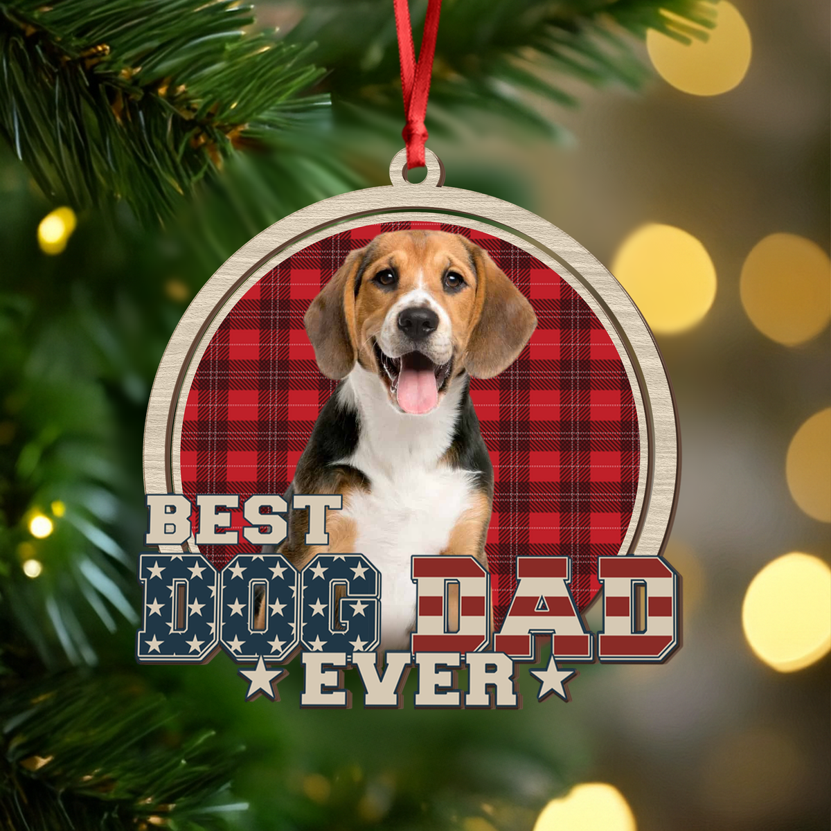 Custom Photo Best Dog Mom Dog Dad Wood Ornament LM32 895923
