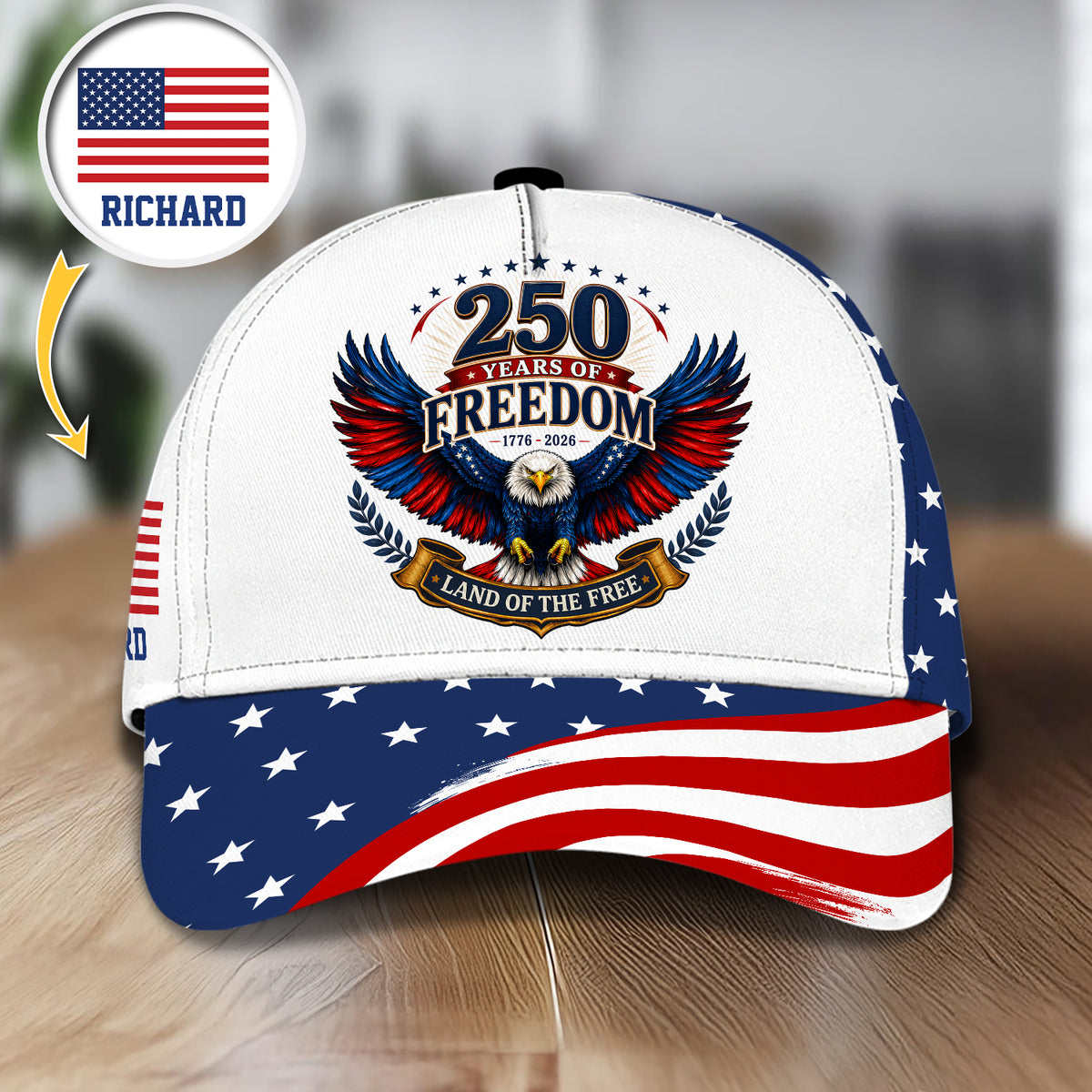 Custom Name US Eagle 1776 - 2026 America Land Of Free Classic Cap HO82 902048