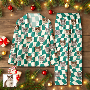 Custom Cat Photo Checker Design For Cat Lover Pajamas TH10 894981