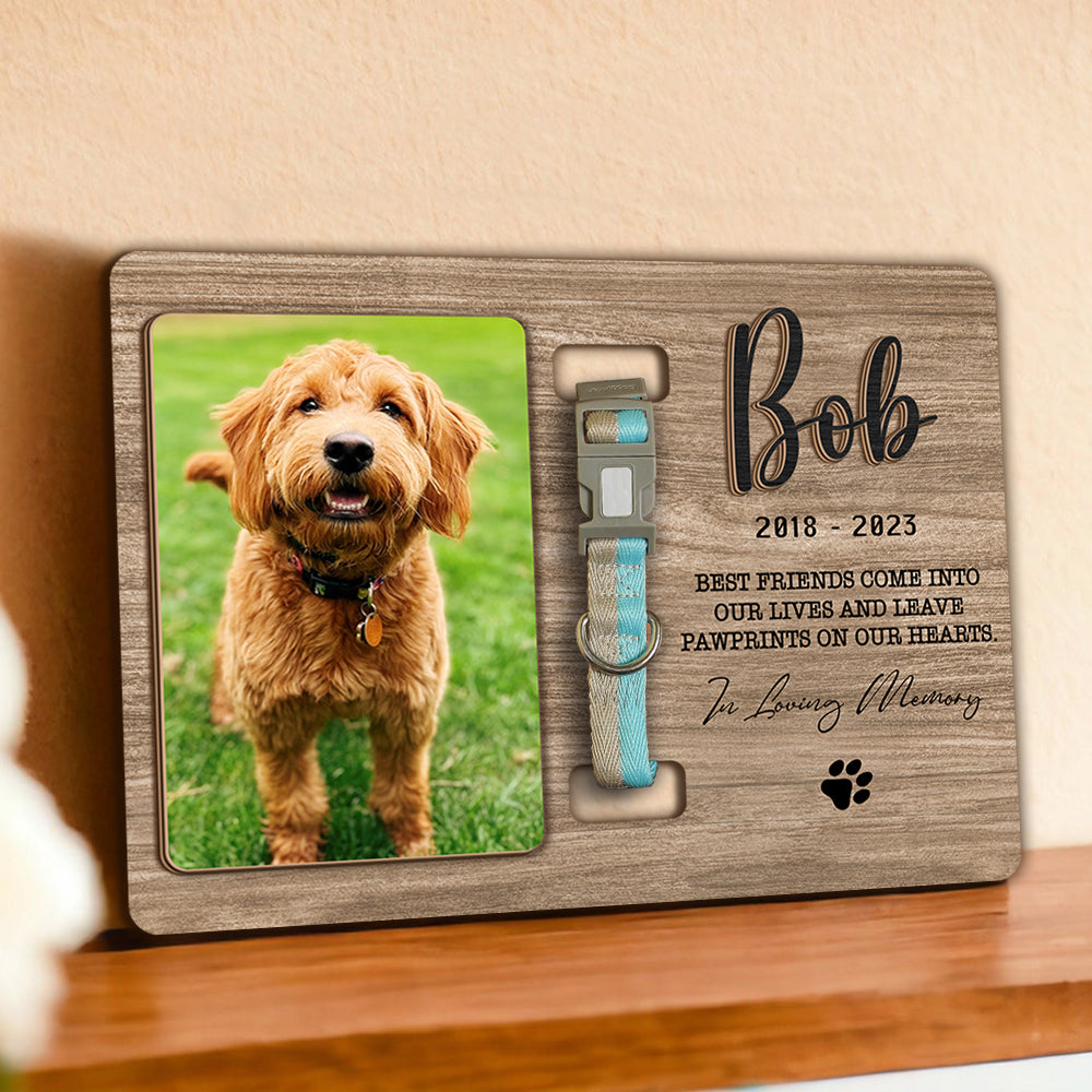 Custom Dog Photo Forever In My Heart Memorial 2-Layers Wooden Collar Sign LM32 893791